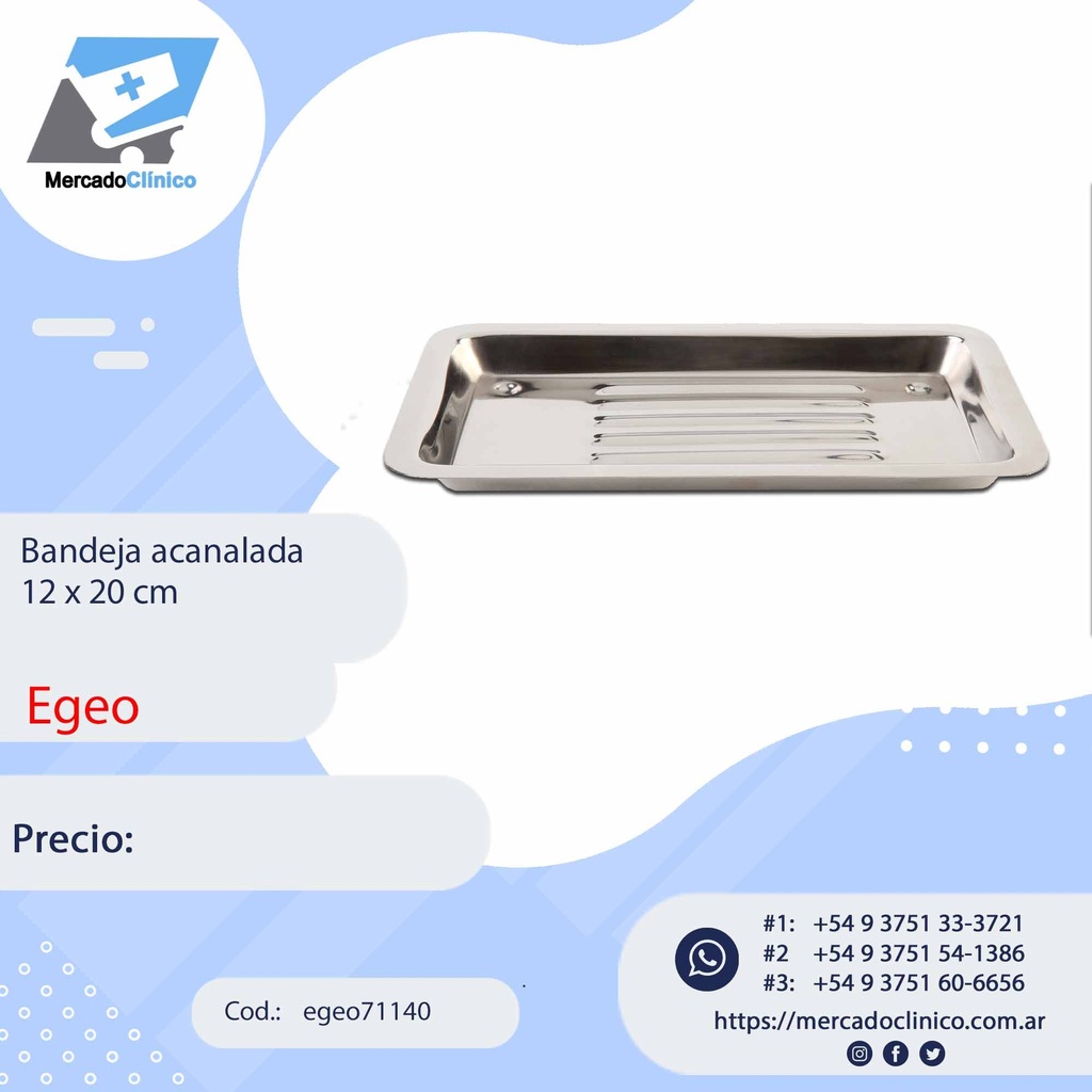Bandeja de acero acanalada 12x20 cm - Egeo
