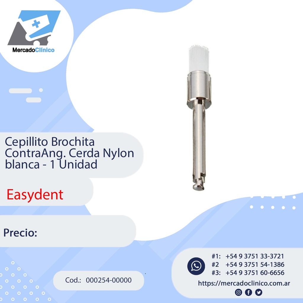 Cepillito Brochita  ContraAng. - Cerda Nylon blanca - 1 Unidad