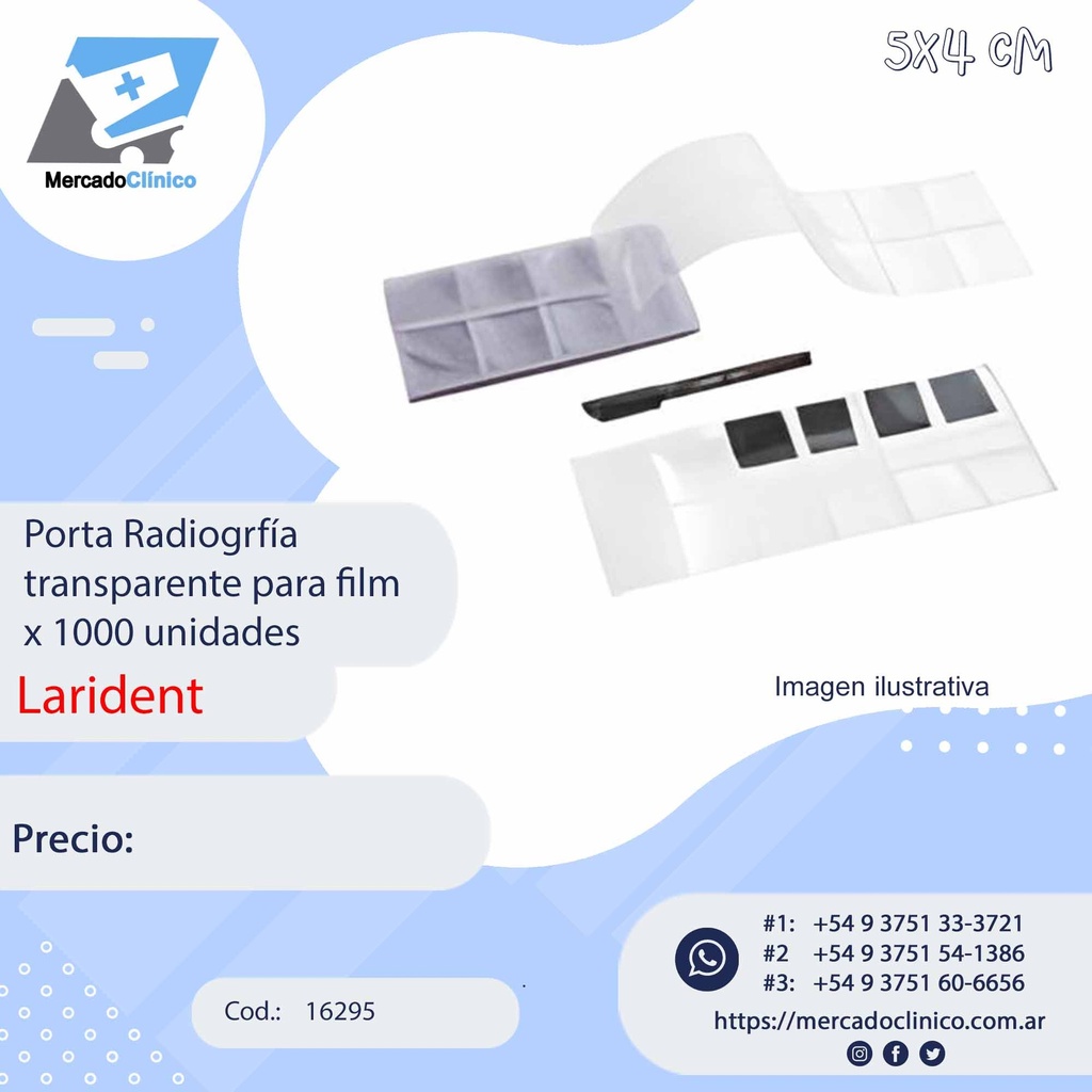 Porta Radiografía  transparente para film x 1000 un - LARIDENT