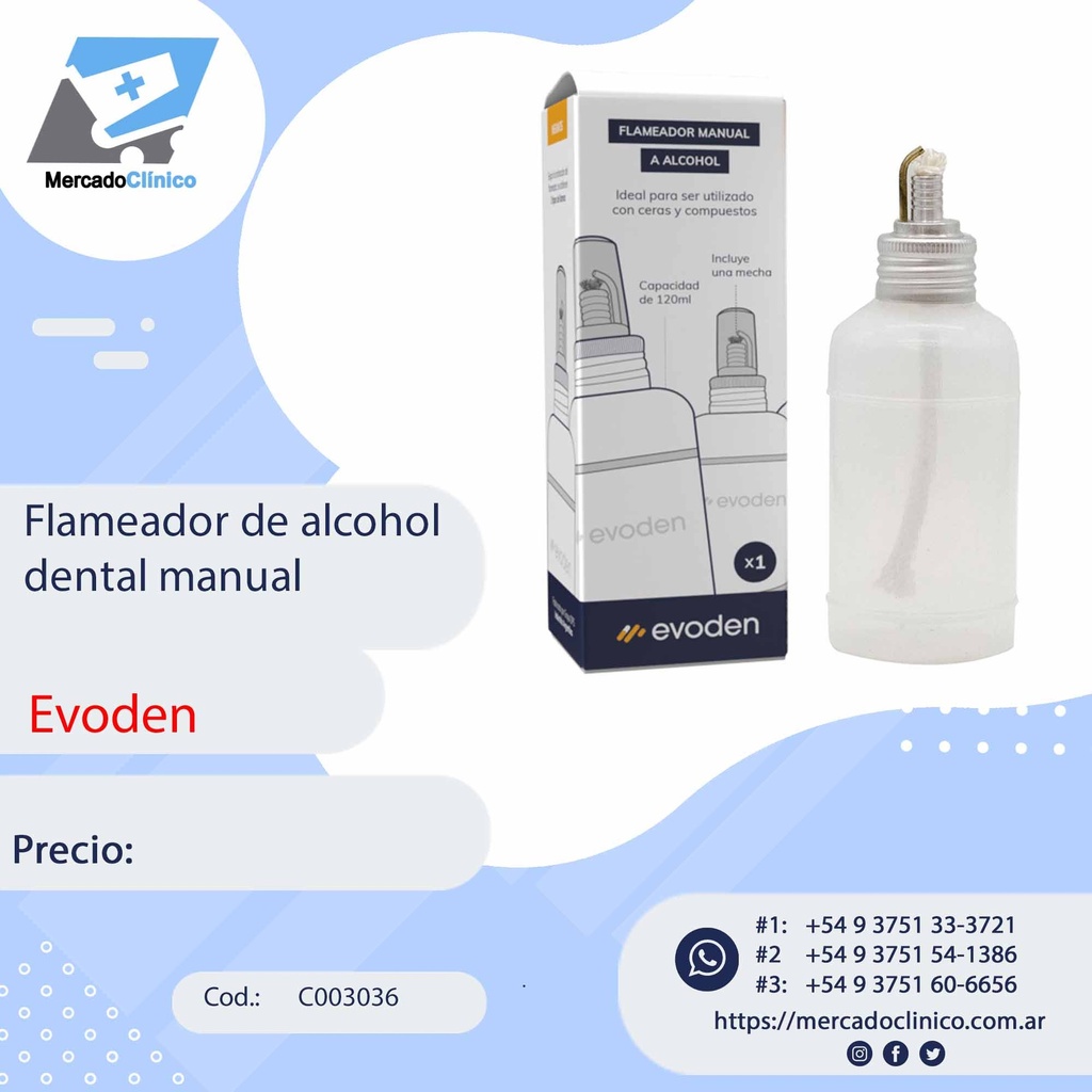 Flameador de alcohol dental manual, mechero - EVODEN