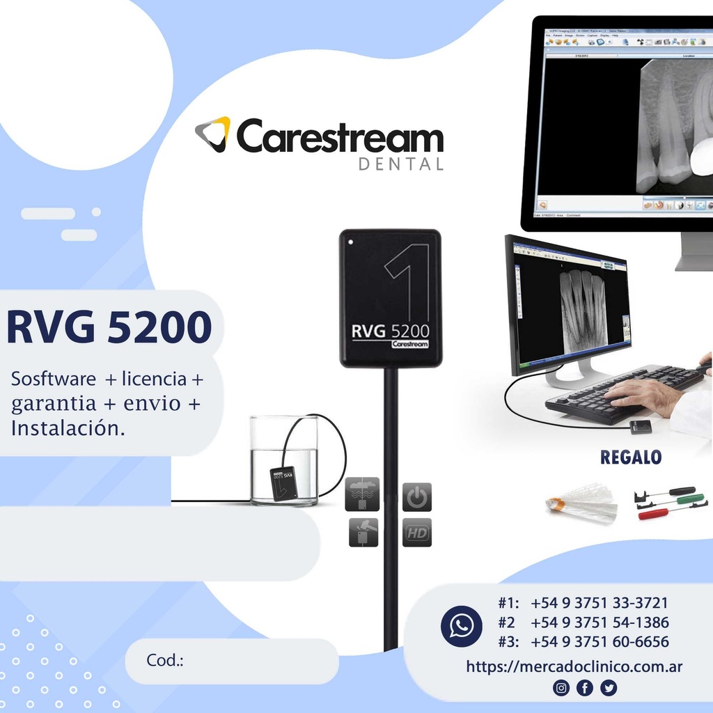 Radiovisógrafo / RVG / Sensor CARESTREAM/  RVG CS5200