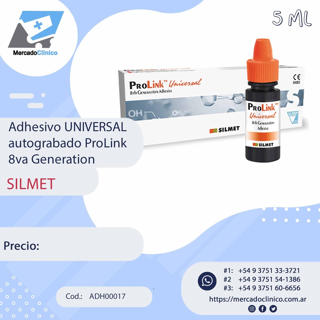 Adhesivo UNIVERSAL autograbado ProLink 8va Generación - SILMET