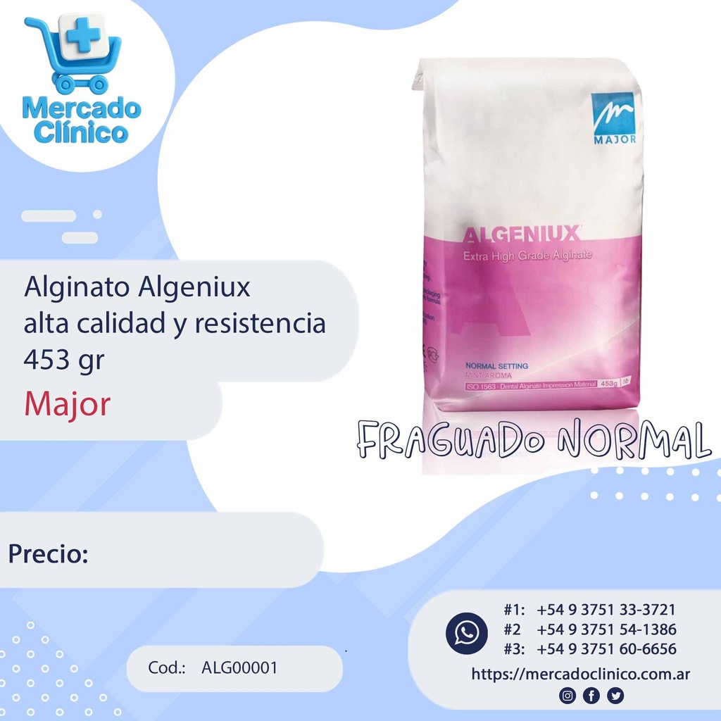Alginato Algeniux alta calidad y resistencia 453 gr - Major