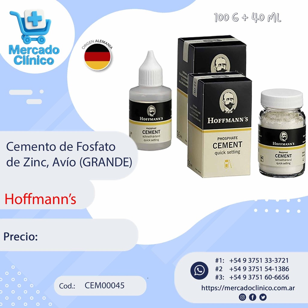 Cemento de Fosfato  de Zinc, Avío - Hoffmann’s