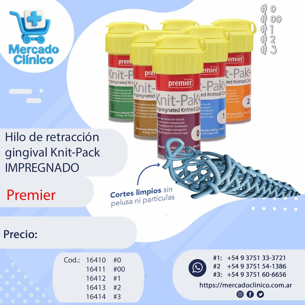 Hilo de retracción / retractor gingival Knit-Pack IMPREGNADO - PREMIER