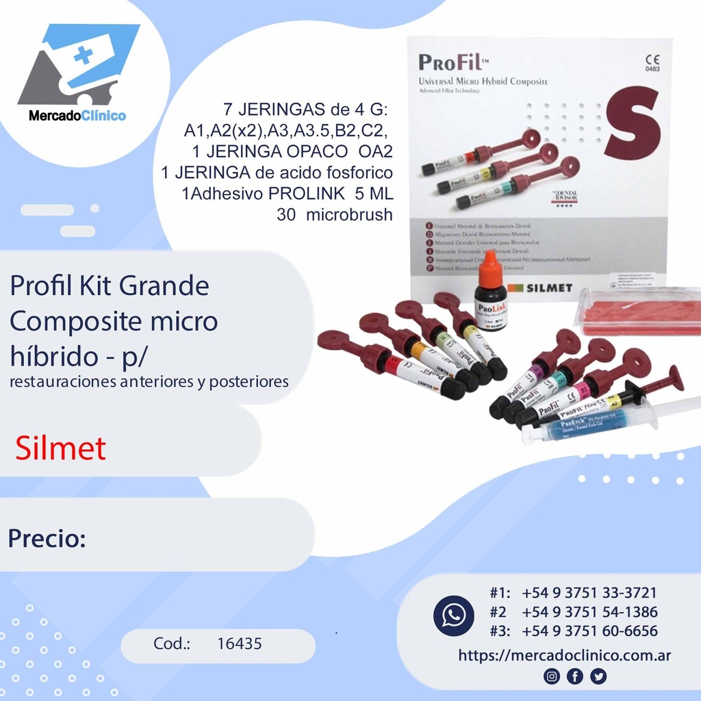 Profil Kit Grande Composite micro híbrido - p/ rest anteriores y posteriores - SILMET