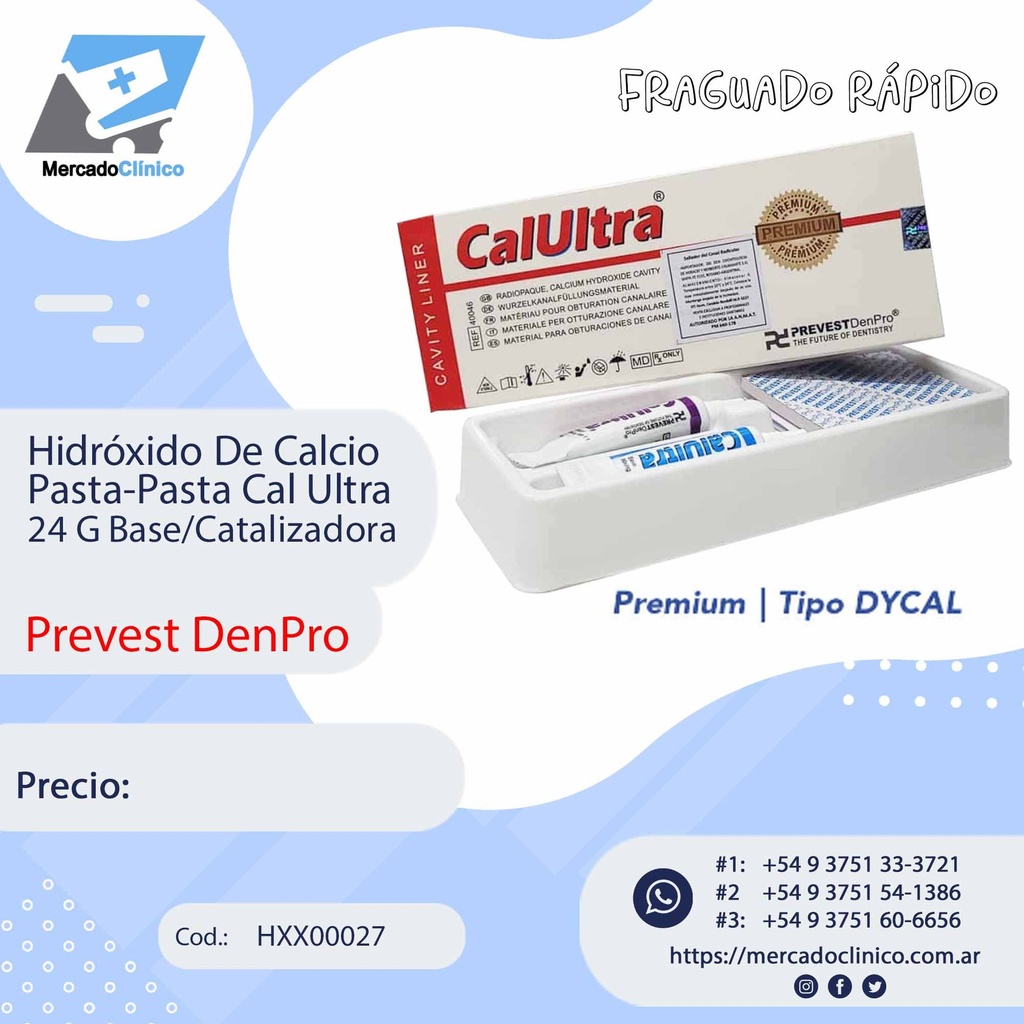 HHidróxido De Calcio Pasta-Pasta Cal Ultra 24 G Base/Catalizadora (tipo dycal) - PREVEST