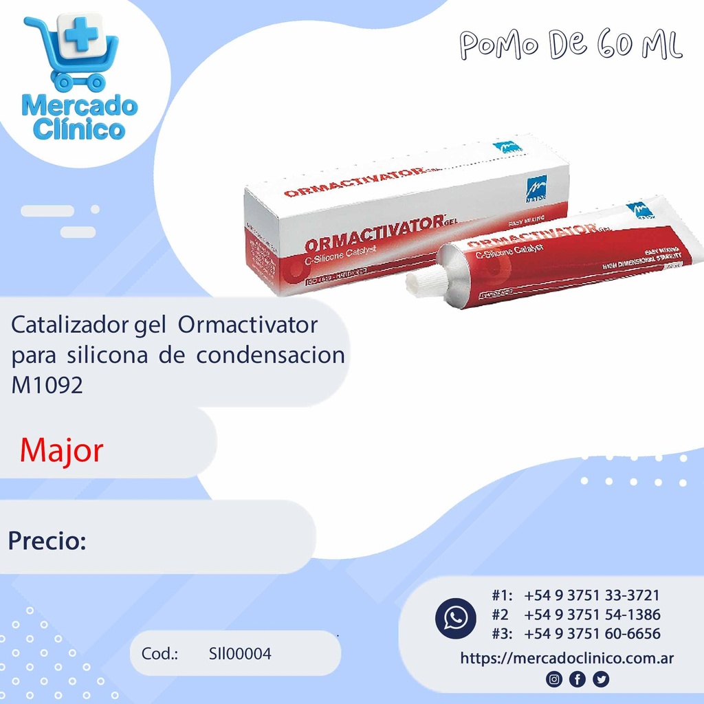 Catalizador / activador gel  Ormactivator  para  silicona  de  condensacion M1092 - Major