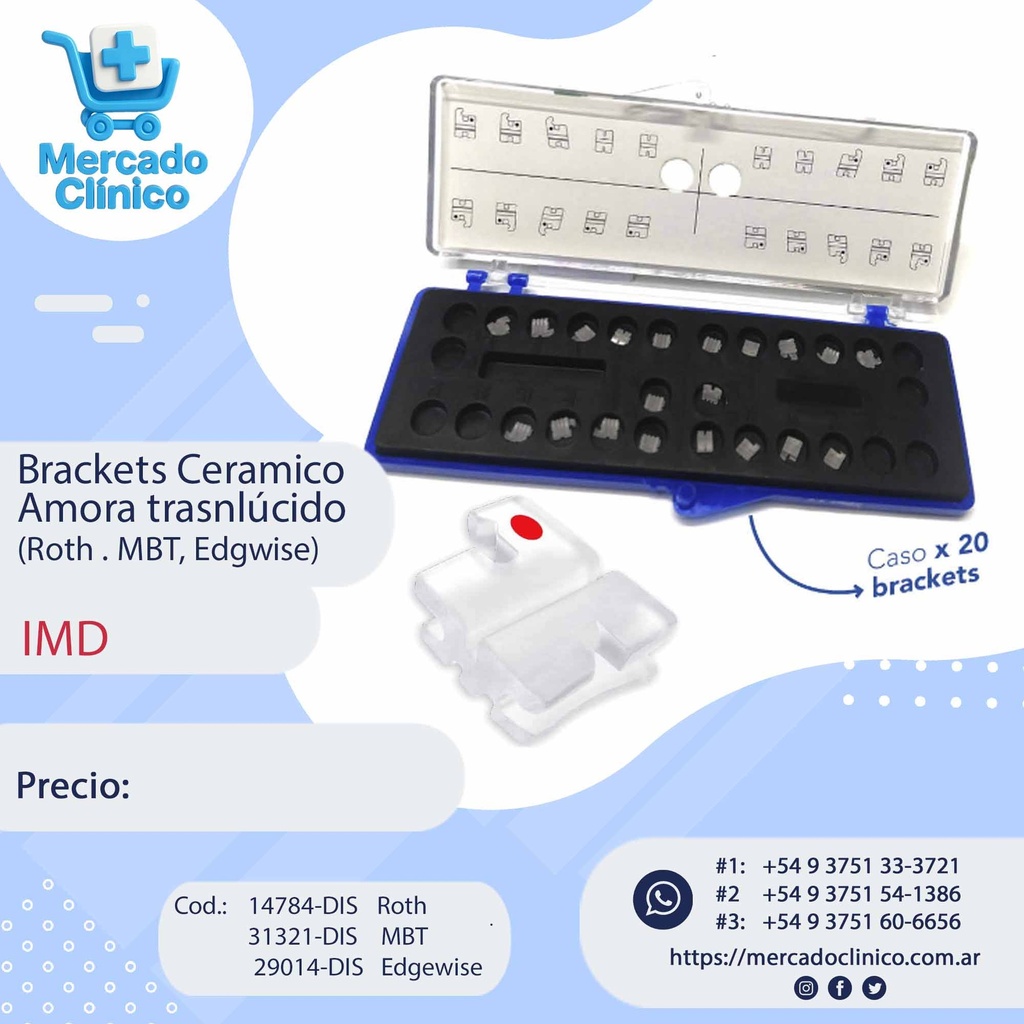 Brackets Ceramico Amora trasnlúcido (Roth . MBT, Edgwise) - IMD