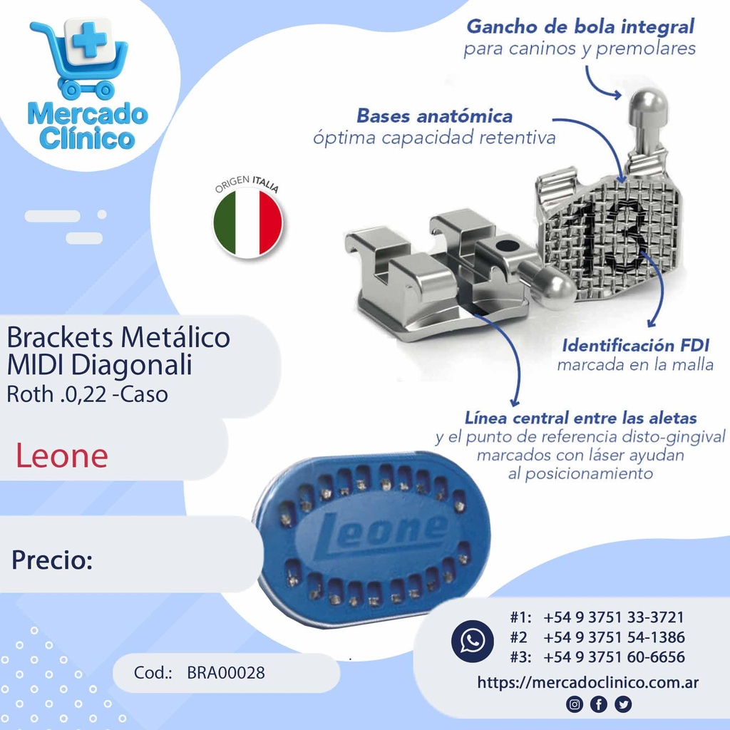Brackets Metálico MIDI Diagonali Roth  0,22 - Caso - Leone