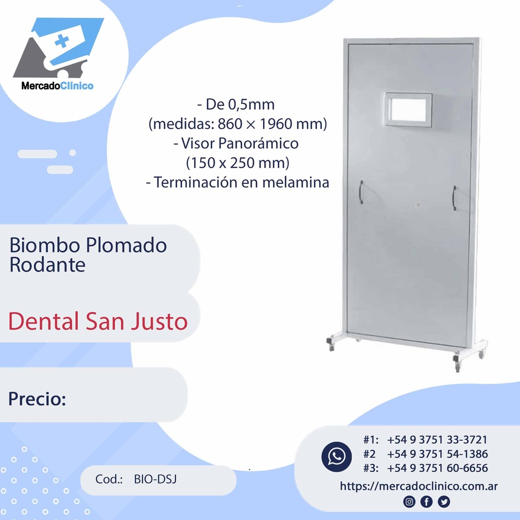 Biombo rodante Plomado - Dental San Justo