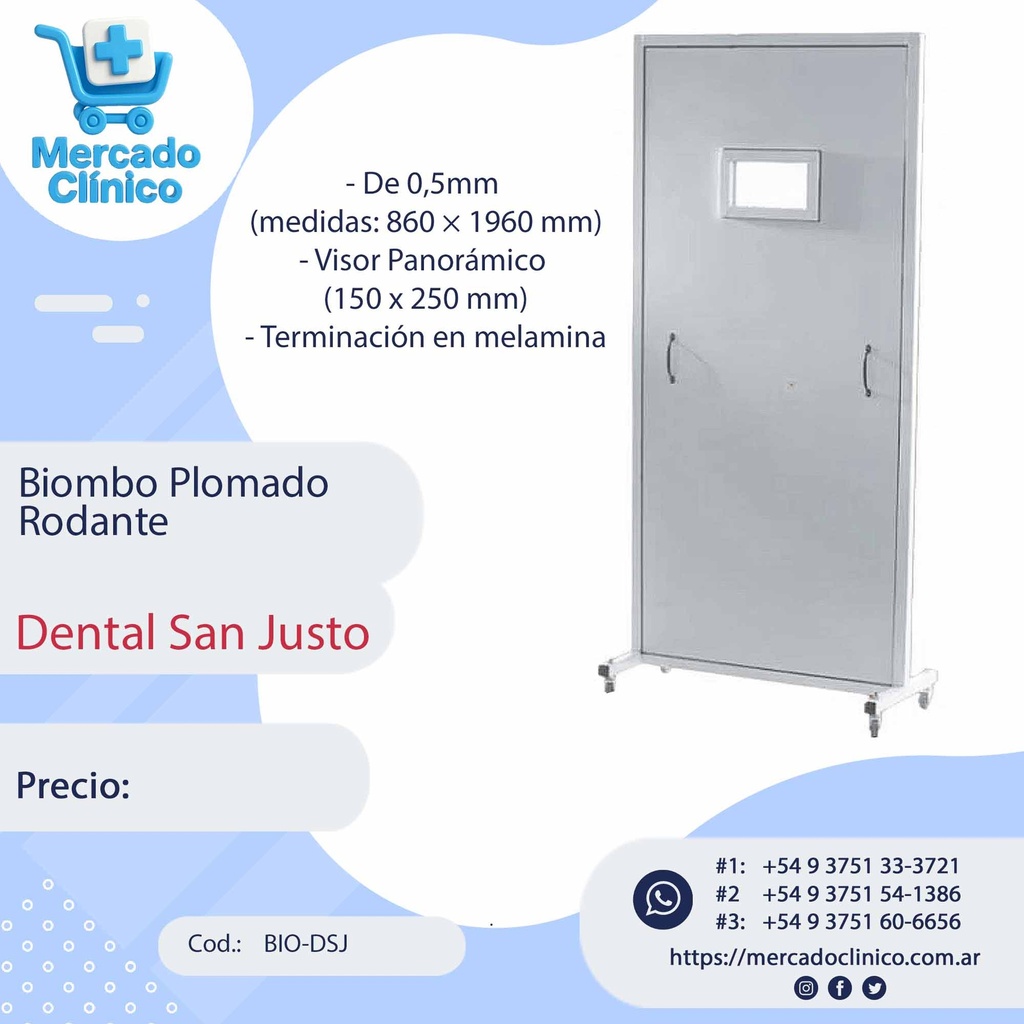 Biombo rodante Plomado - Dental San Justo
