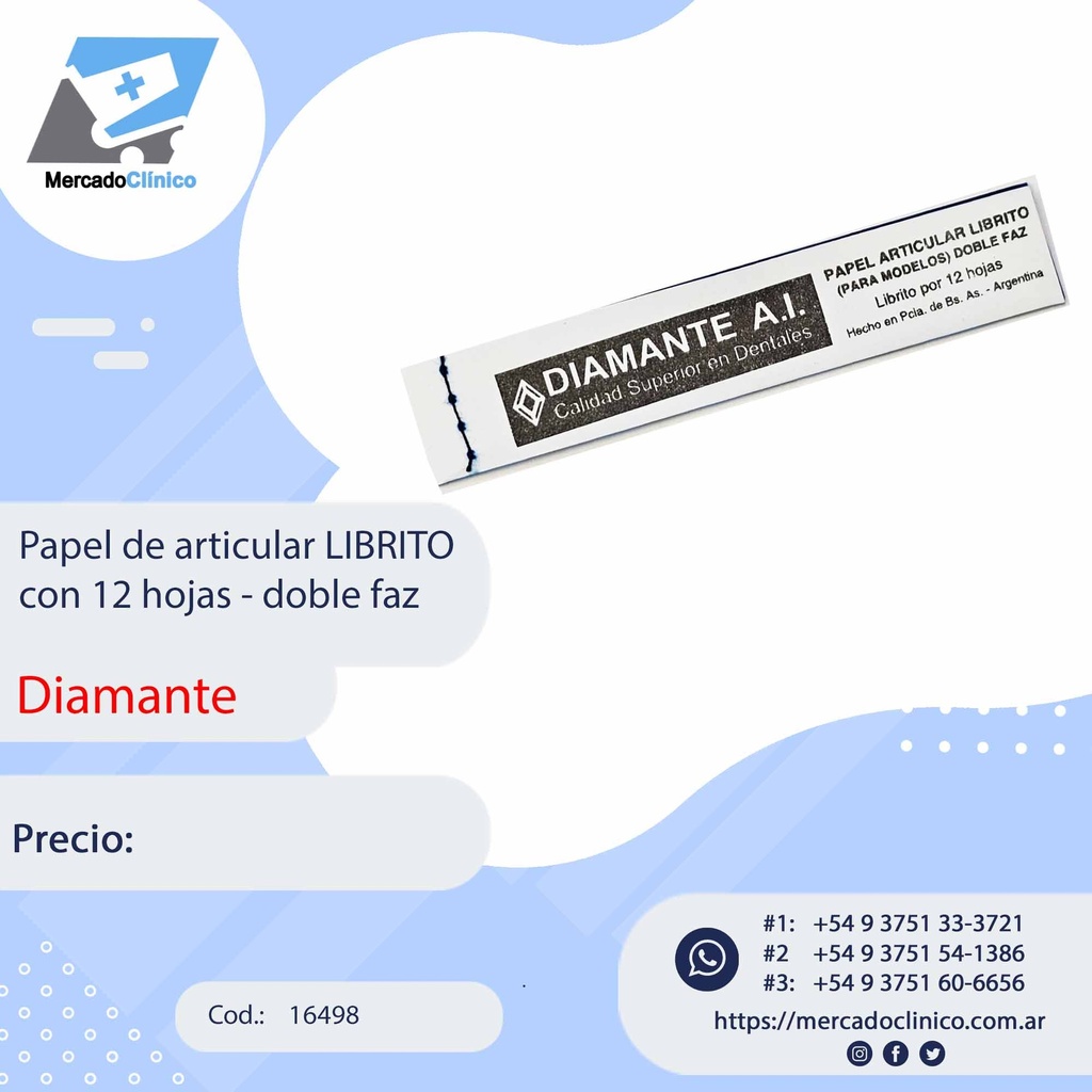 Papel de articular LIBRITO con 12 hojas - doble faz - DIAMANTE
