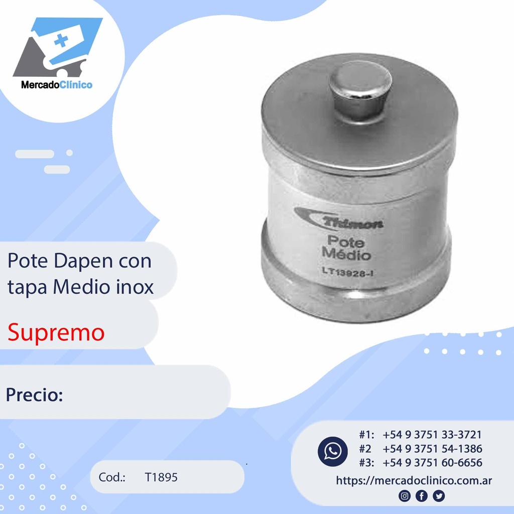 Pote Dapen con tapa - Tamaño Medio - Inox - Thimon