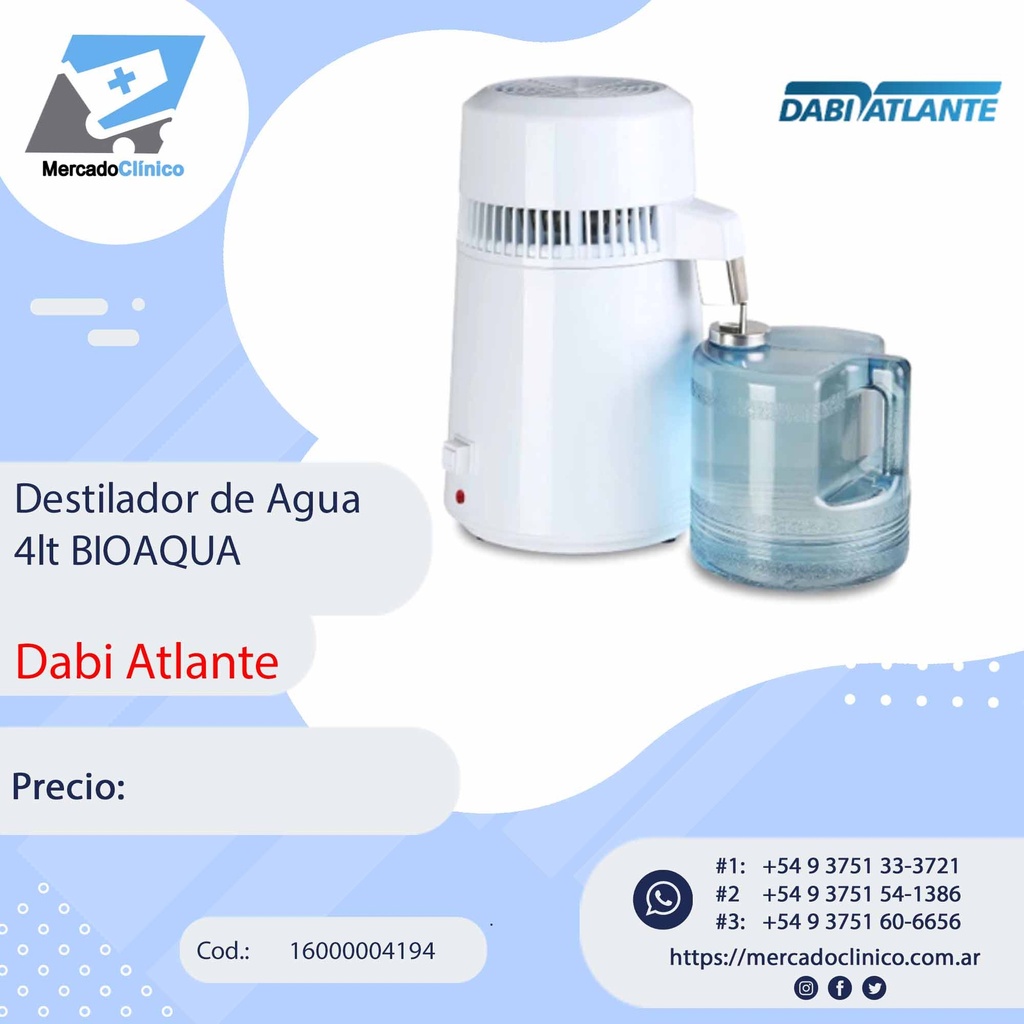 Destilador de Agua 4lt BIOAQUA - Dabi Atlante