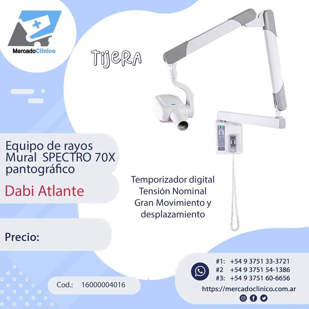 Equipo de rayos Mural  SPECTRO 70X pantográfico - Dabi Atlante