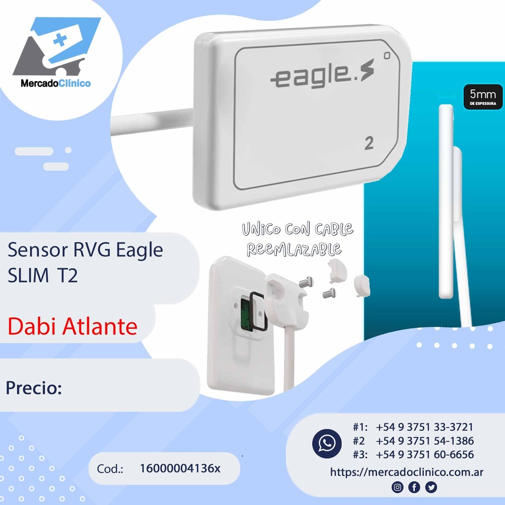 Radiovisógrafo /RVG / Sensor Eagle SLIM  T2 - Dabi Atlante