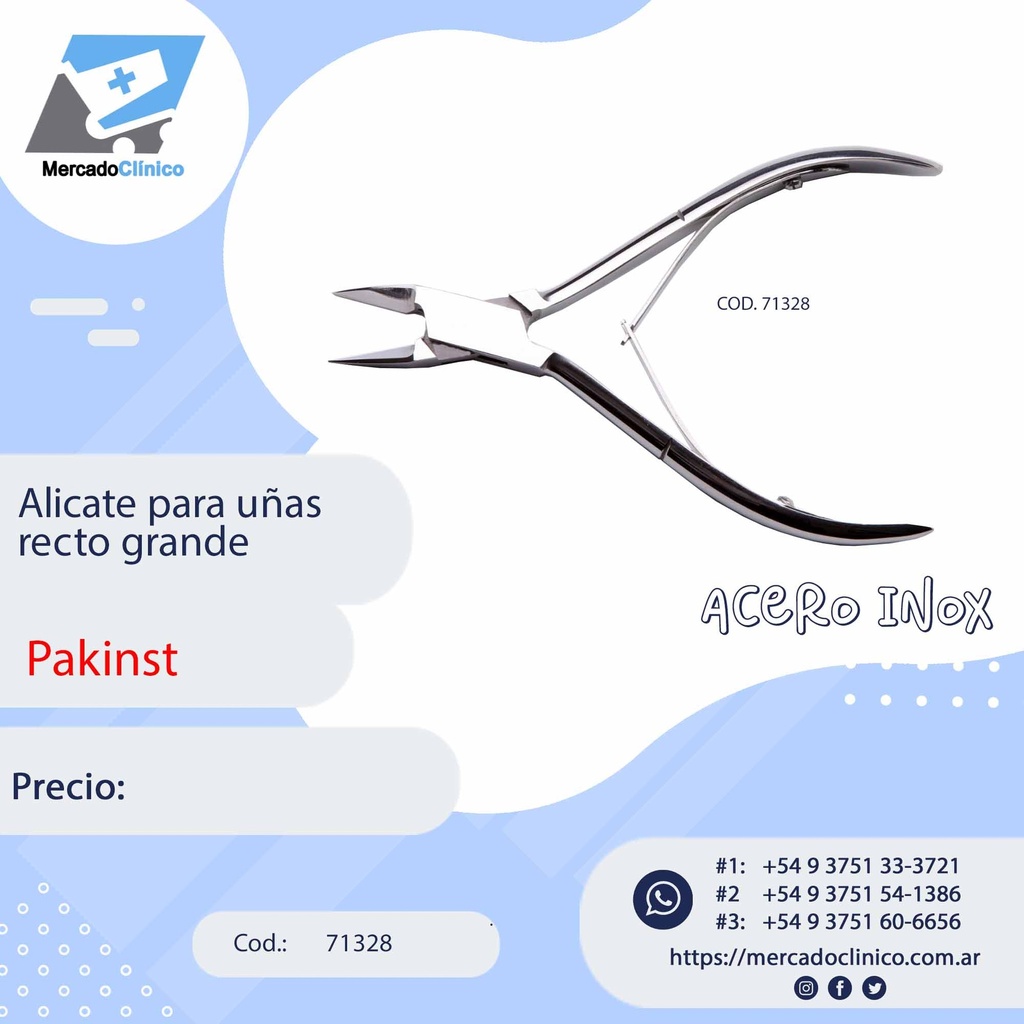 Alicate para uñas recto grande - Pakinst Egeo
