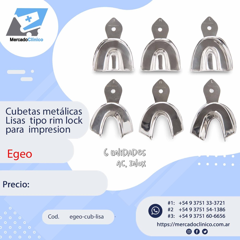 Cubetas metálicas Lisas -  tipo rim lock para  impresión - Egeo
