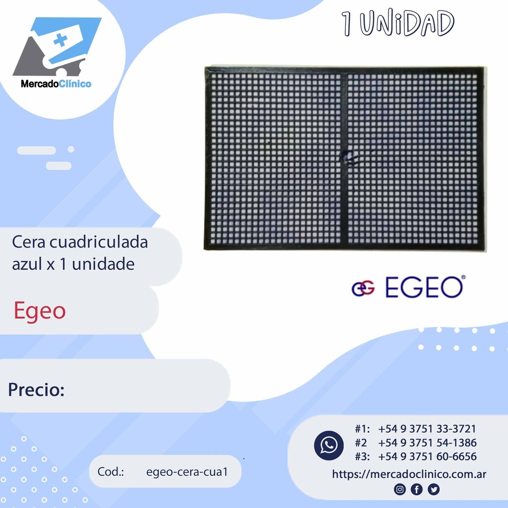 Cera cuadriculada azul x 1 unidad - Egeo
  