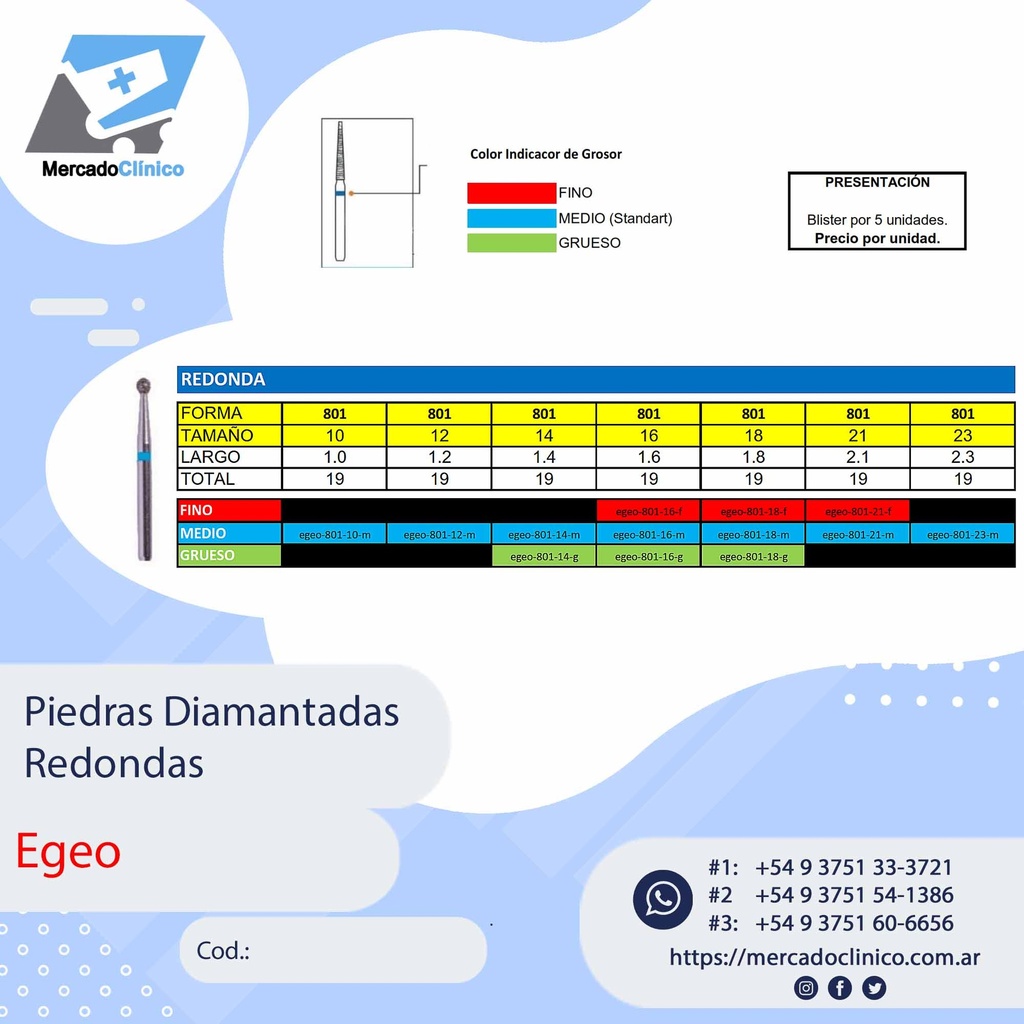 Piedras Diamantadas Redondas 801 - X 1 UNIDADES - Egeo /  Smdent