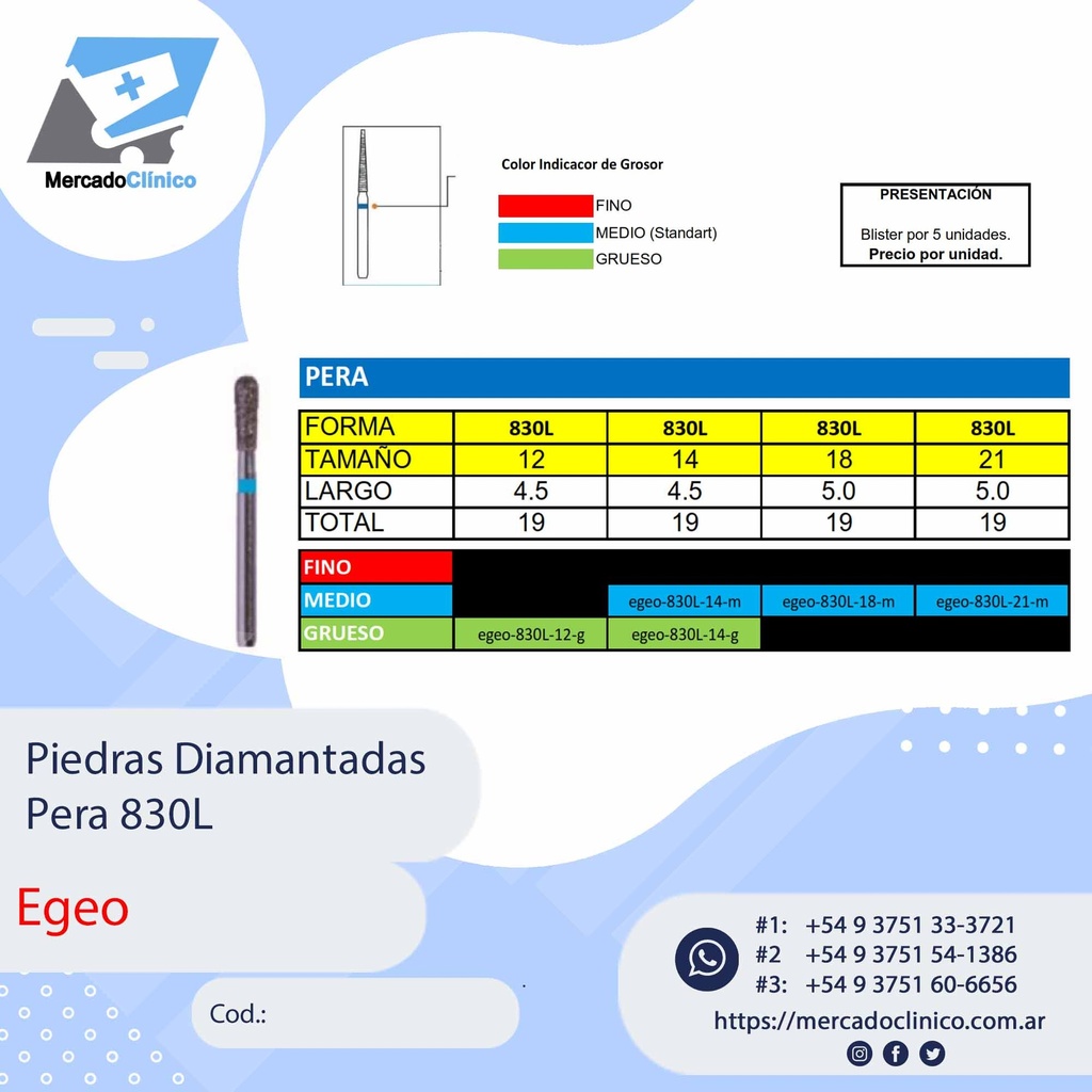 Piedras Diamantadas Pera 830L- Egeo /  Smdent