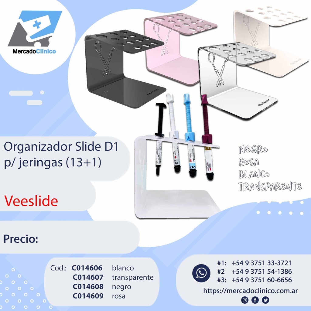 Organizador Slide D1 p/ jeringas (13+1)  - Veeslide
