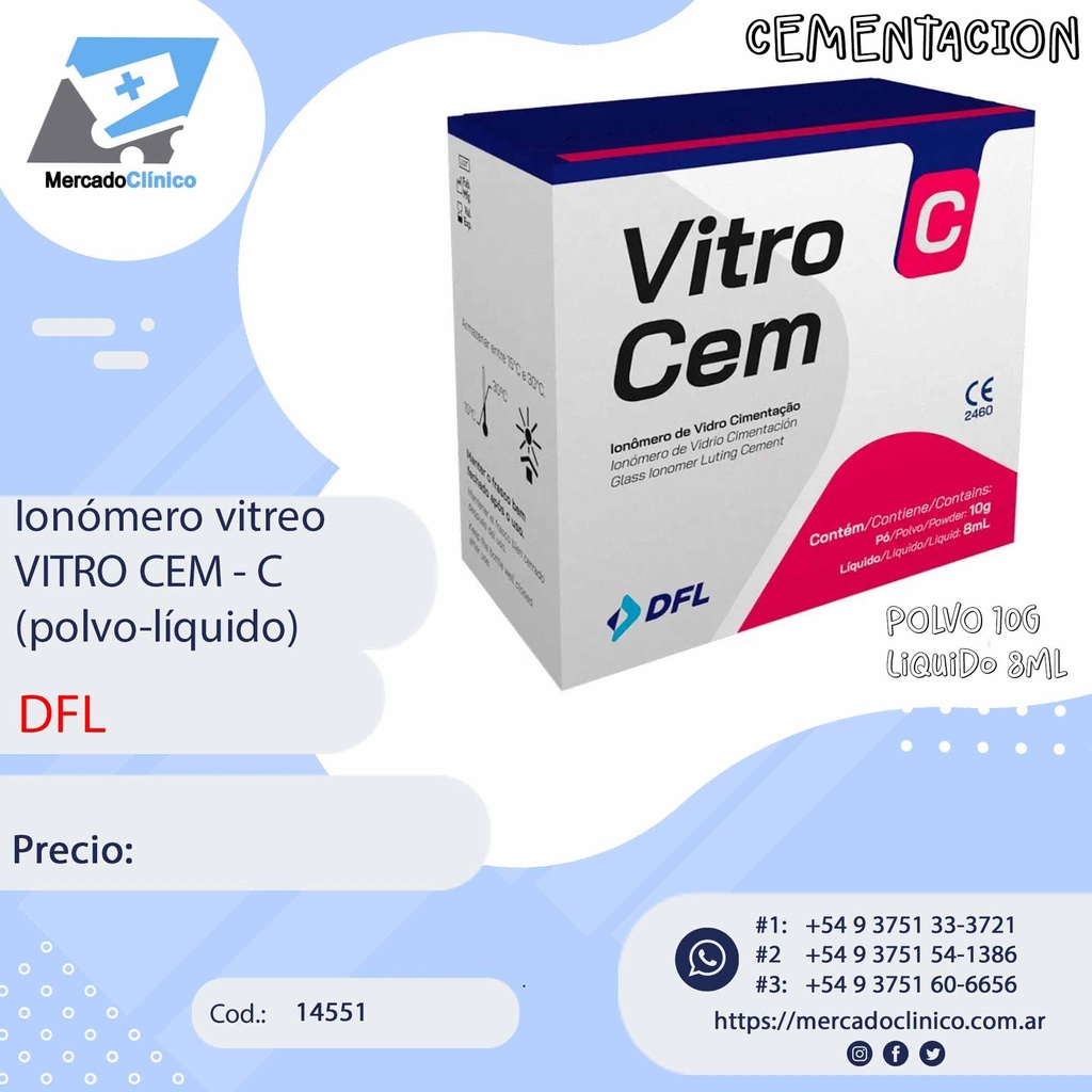 Ionómero vitreo cementación VITRO CEM - C (polvo-líquido) - DFL
