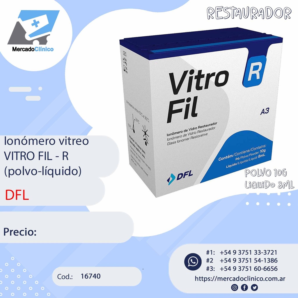 Ionómero vitreo Restaurador VITRO FIL - R (polvo-líquido) - DFL