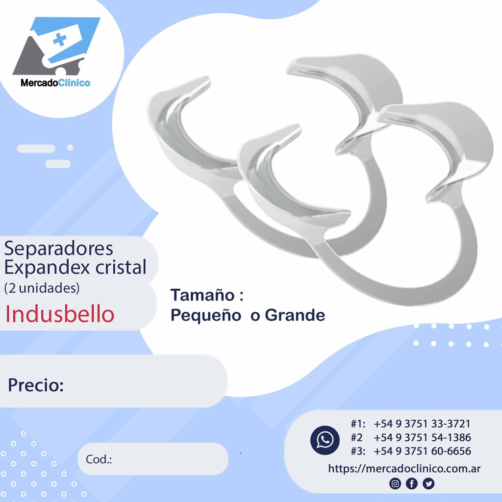 Separadores / Expandex labial FRONTAL - Cristal - x2 unidades - Indusbello