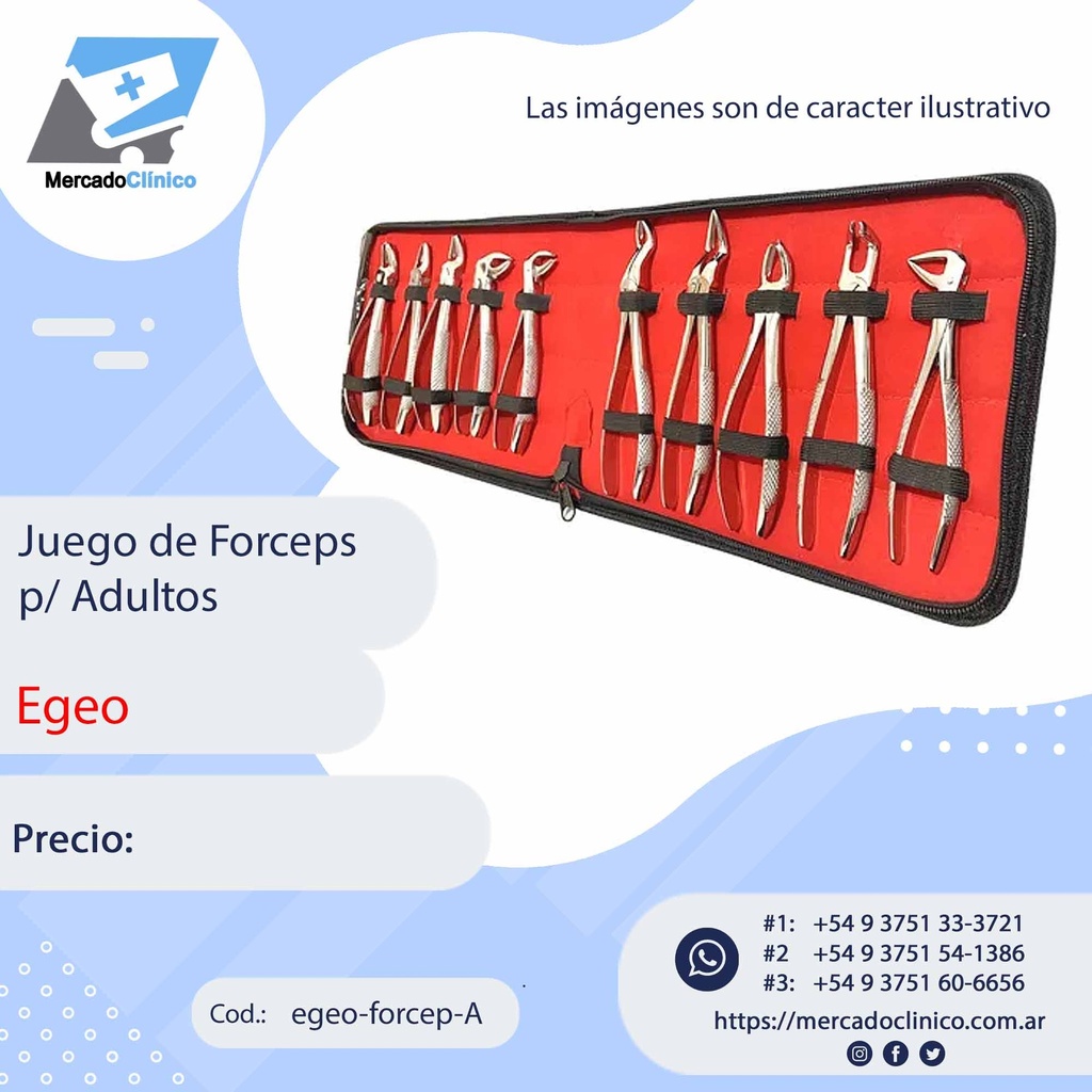 Juego de Forceps p/ Adultos x10  - Egeo