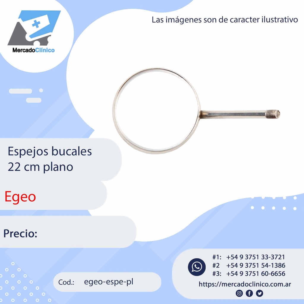 Espejos bucales 22 mm plano - Egeo