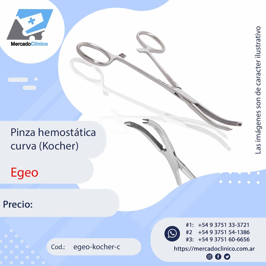 Pinza hemostática curva ( Kocher ) - Egeo