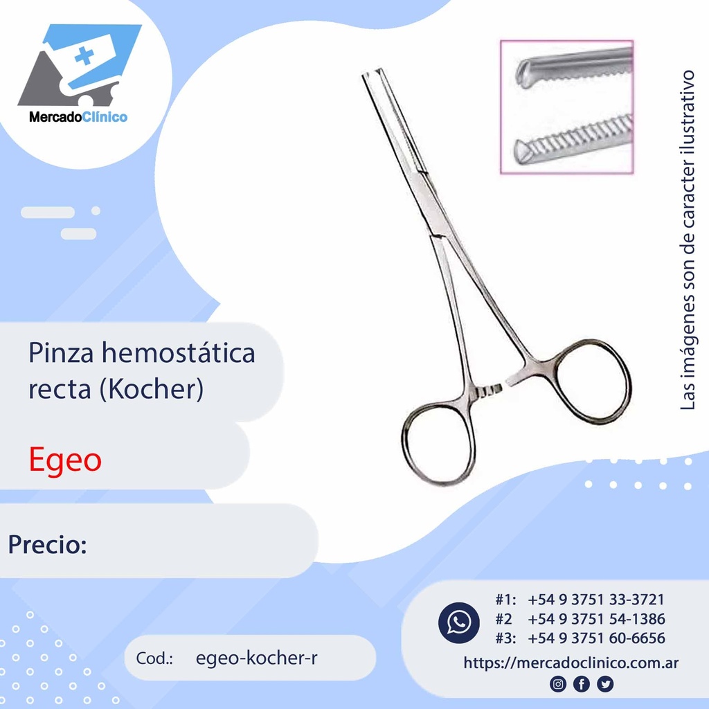 Pinza hemostática recta ( Kocher ) - Egeo