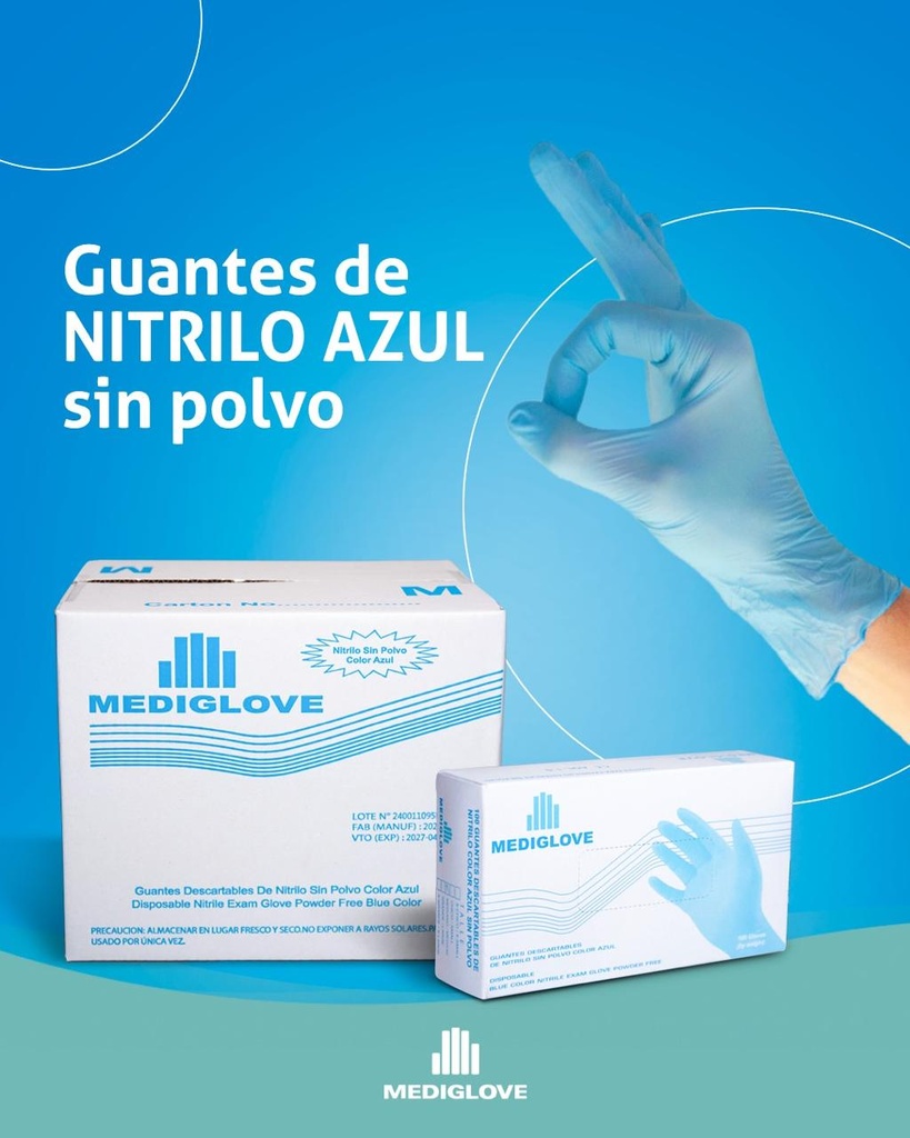 Guantes NITRILO - Cajita X 100 Un - Mediglove