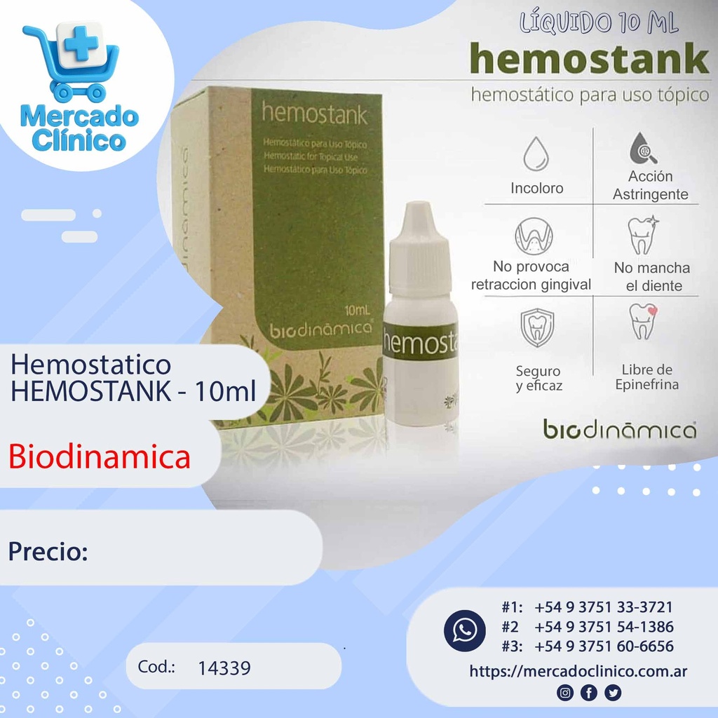 Solución / Liquido Hemostático 10ml - HEMOSTANK - BIODINAMICA