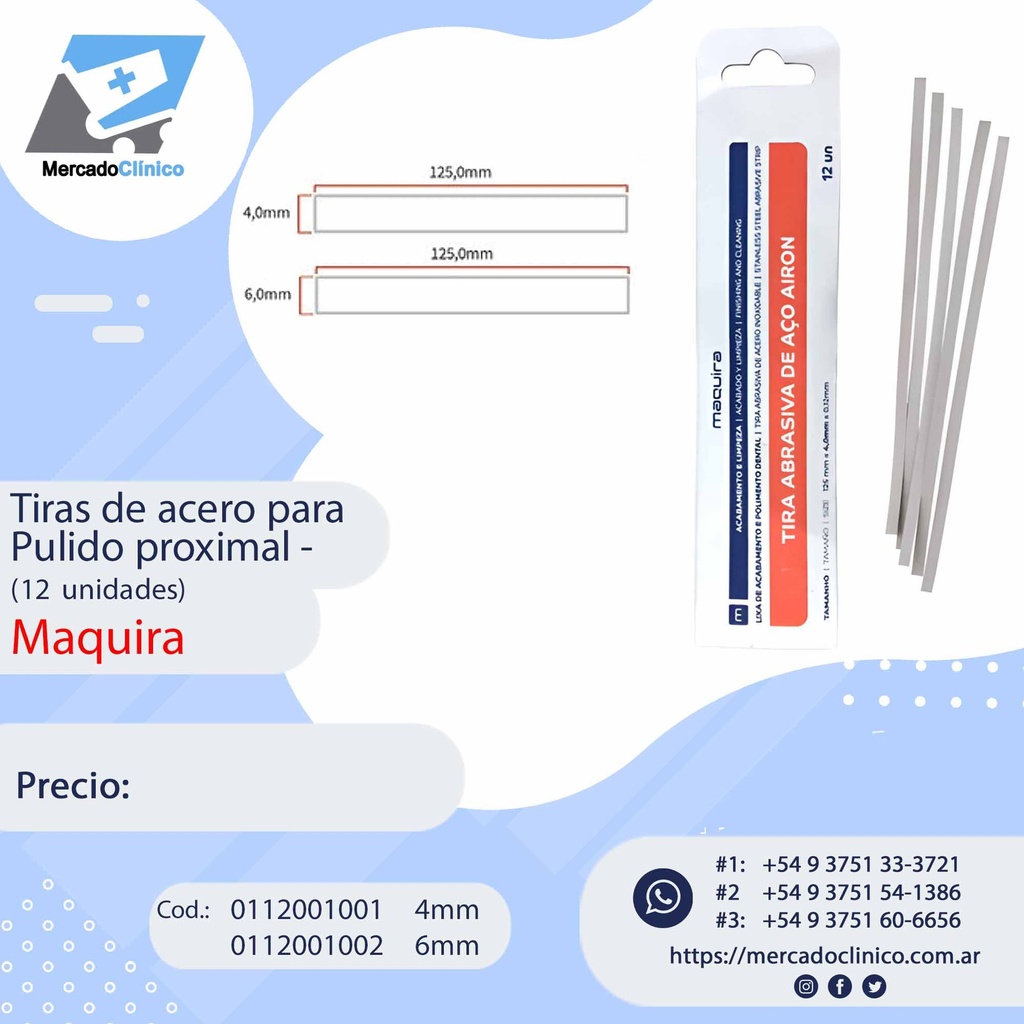 Tiras de acero abrasivas - AIRON - proximal - 12 unid - Maquira