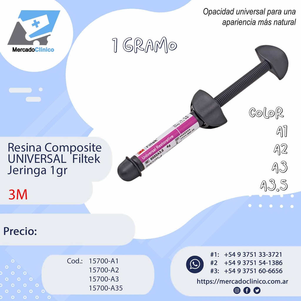 Resina Composite UNIVERSAL  Filtek - Jeringa 1gr - 3M