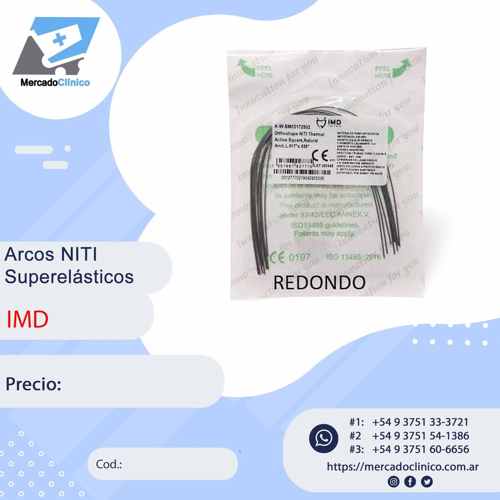 Arcos NITI superelásticos - Redondos - IMD