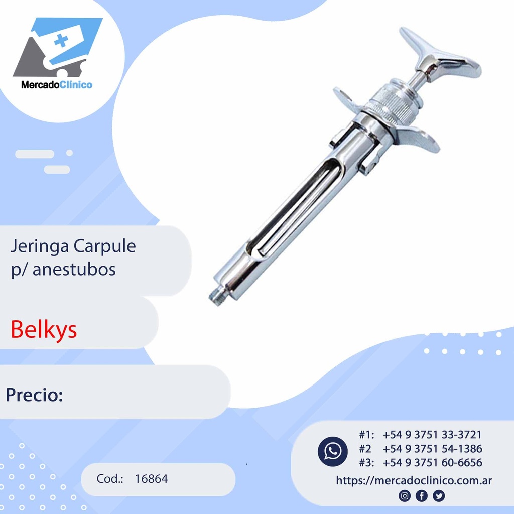 Jeringa Carpule p/ anestubo - Belkys