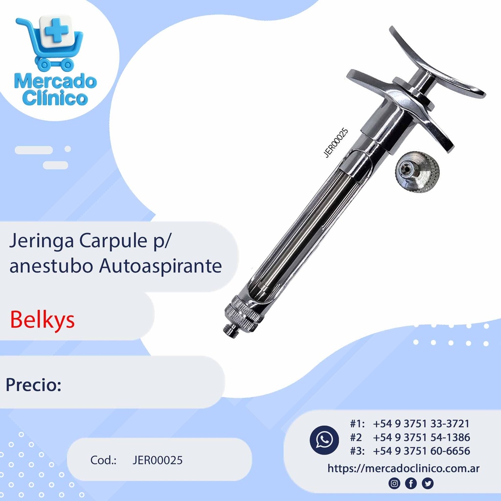 Jeringa Carpule p/ anestubo - Belkys