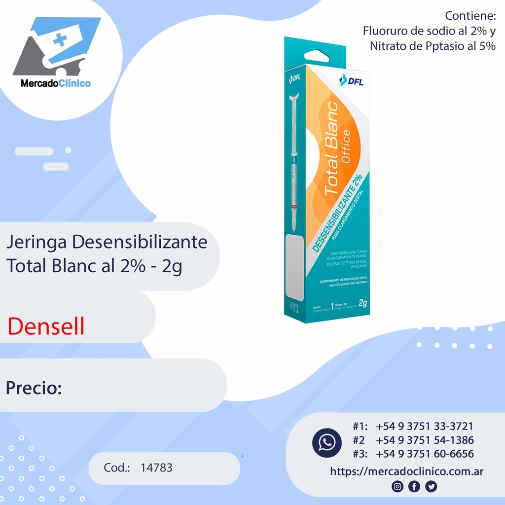 Jeringa Desensibilizante Total Blanc al 2% - 2g - DFL