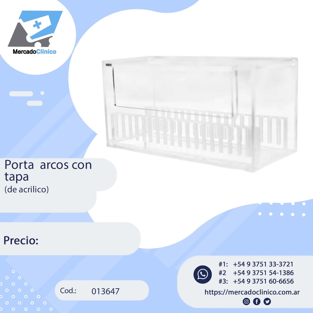 Organizador / Porta arcos de acrílico con tapa