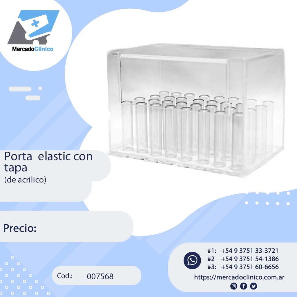 Porta elasticos en bastones con tapa de acrilico (para 16 bastones) 