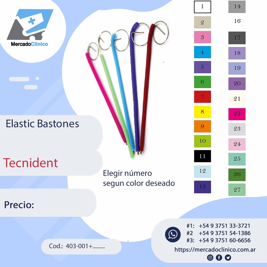 Elasticos bastones - x 1000 unidades - Tecnident