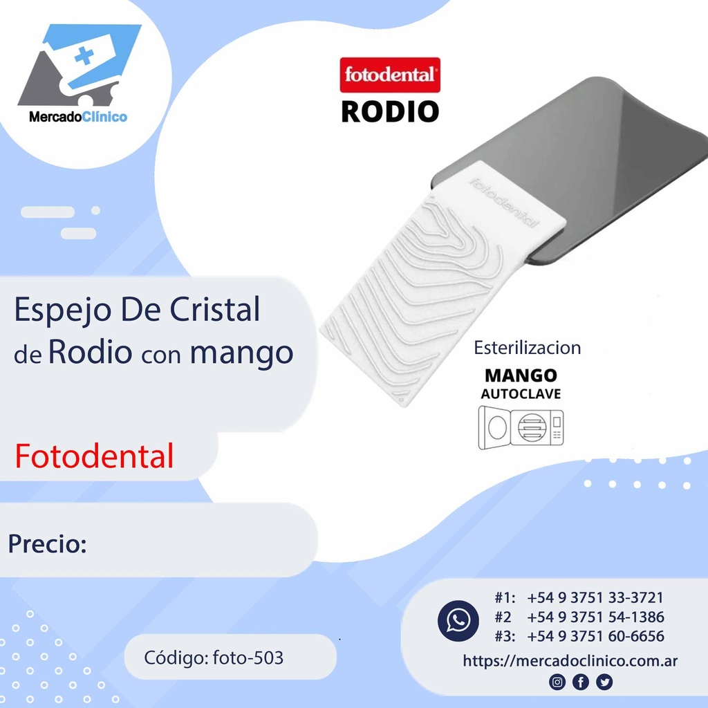 Espejo De Cristal de Rodio con mango - Fotodental