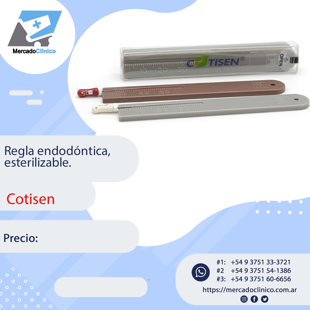 Regla endodóntica, esterilizable en autoclave. COTISEN