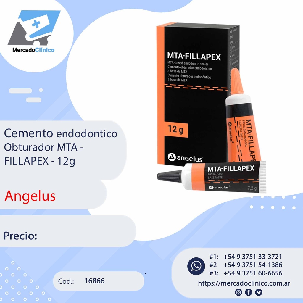 Cemento endodóntico Obturador MTA - FILLAPEX - 12g - Angelus