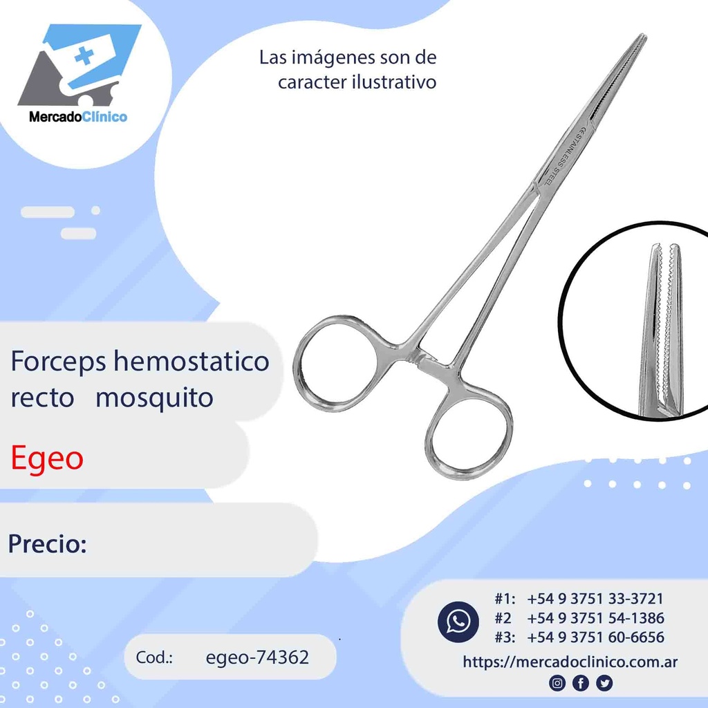 Forceps / Pinza Hemostática mosquito recto - Egeo
