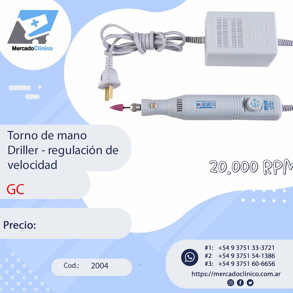 Torno de mano Driller - regulación de velocidad - Egeo